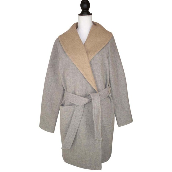 Ralph Lauren Jackets & Blazers - Ralph Lauren Wool Wrap Coat Gray Beige M NWT